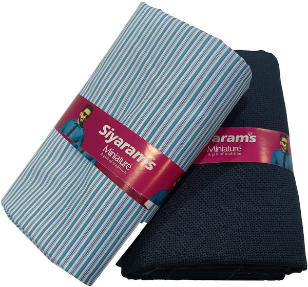 Siyaram"s Cotton Blend Striped Shirt & Trouser Fabric