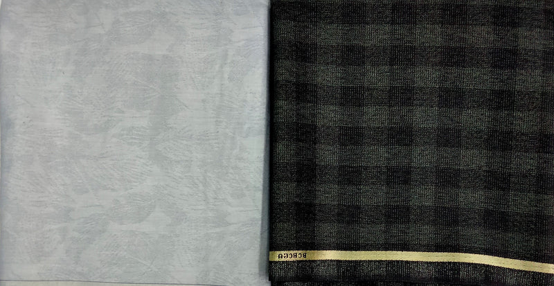 Mansfab Cotton Blend Self Design Shirt & Trouser Fabric
