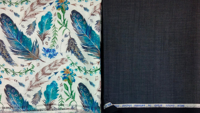 Mansfab Cotton Blend Printed Shirt & Trouser Fabric