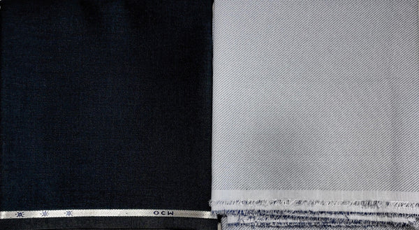 Mansfab Cotton Blend Solid, Self Design Shirt & Trouser Fabric