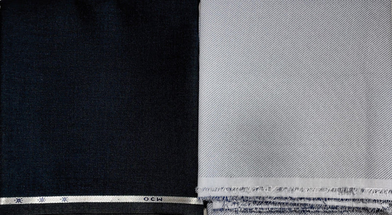 Mansfab Cotton Blend Solid, Self Design Shirt & Trouser Fabric
