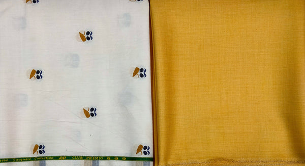 Mansfab Cotton Blend Self Design Shirt & Trouser Fabric