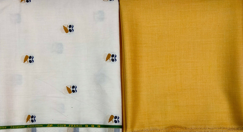 Mansfab Cotton Blend Self Design Shirt & Trouser Fabric